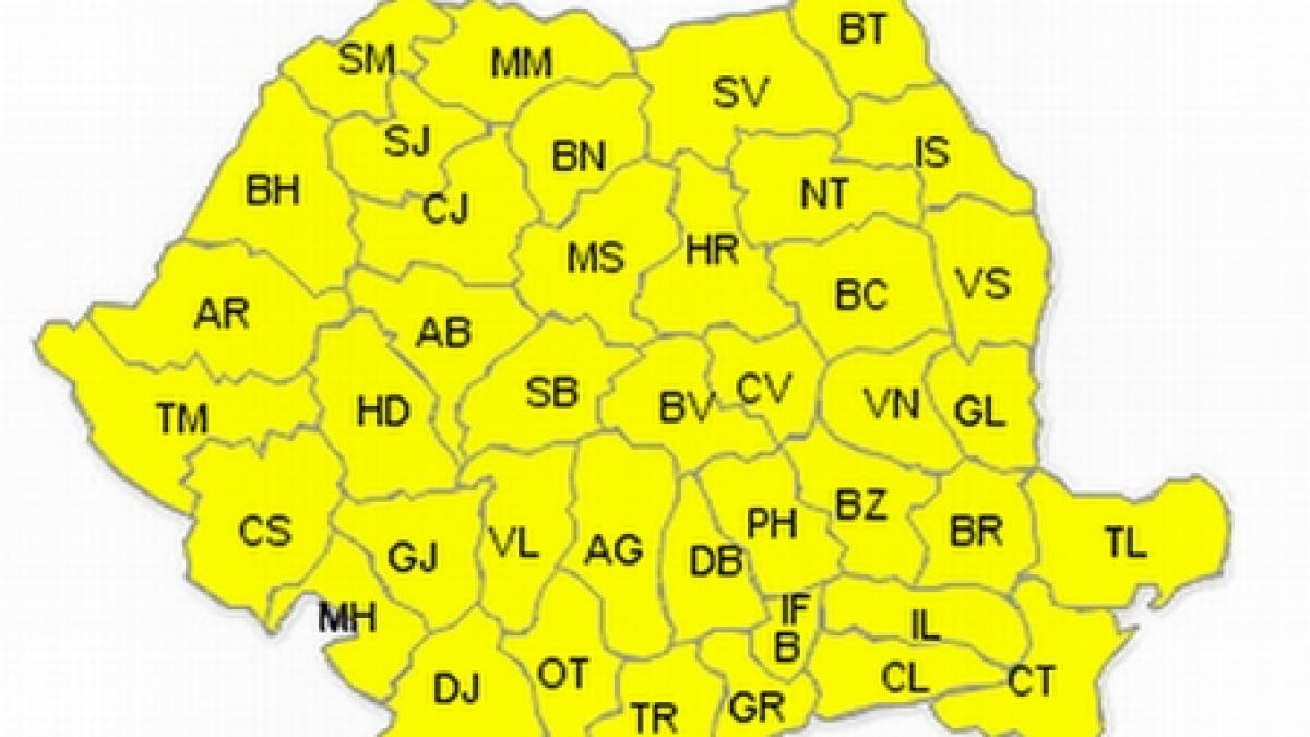 Cod galben de caniculă în toată ţara. Vezi prognoza meteo pe următoarele zile