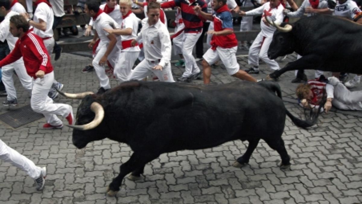 Doi oameni au fost răniţi în cursa cu tauri de la Pamplona. Vezi foto 