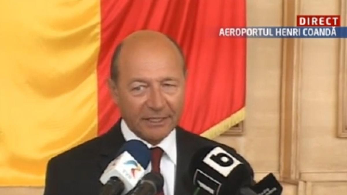 Preşedintele Traian Băsescu a vorbit pe Aeroportul Henri Coandă despre vizita în SUA