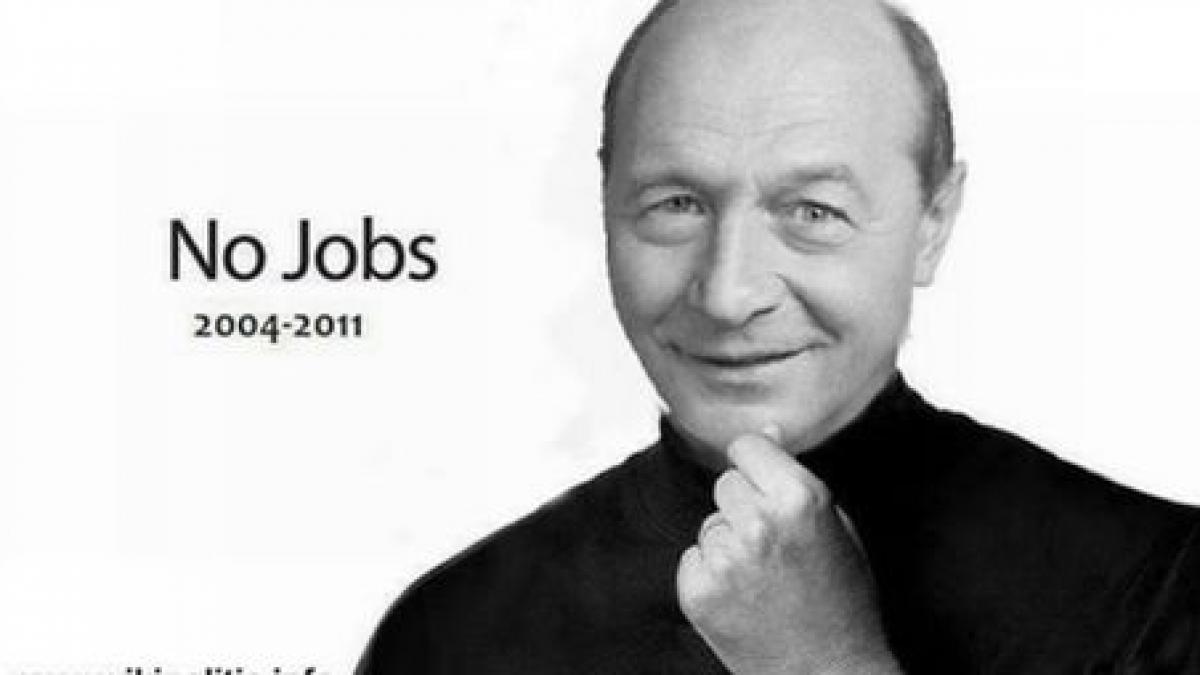 Ce au în comun Steve Jobs şi Traian Băsescu? Vezi o parodie după fotografia fondatorului Apple