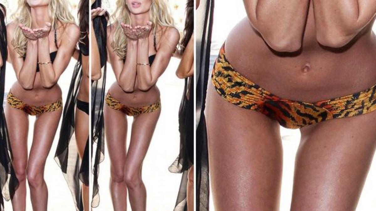 E îngrozitor de slabă, aşa că au ÎNGRĂŞAT-O în Photoshop. Imaginea şocantă cu cel mai dorit model Victoria's Secret