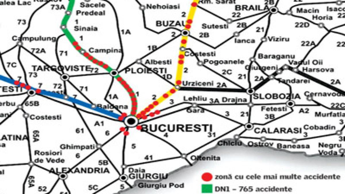 Zeci de indicatoare ale Poliţiei Rutiere vor semnala PUNCTELE MORTALE pe DN 1 şi DN 7