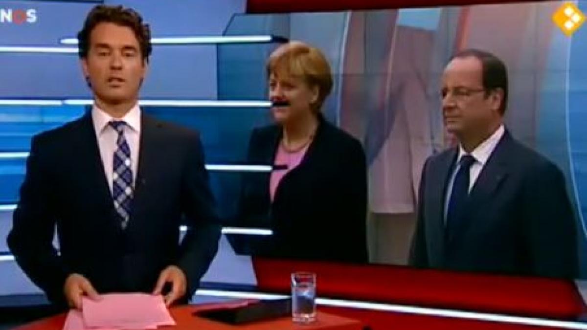 Merkel este Hitler. Mustața accidentală, „atașată“ de către o televiziune olandeză 