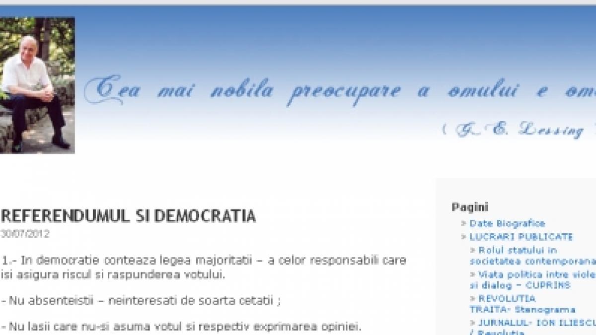 Iliescu: Singura concluzie onorabilă pentru Băsescu ar fi să plece, să-şi dea singur demisia