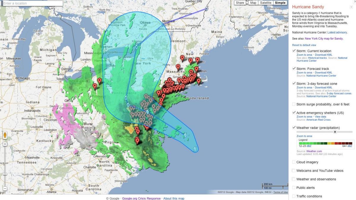 URAGANUL SANDY a încins internetul. HARTA pe care au accesat-o milioane de americani