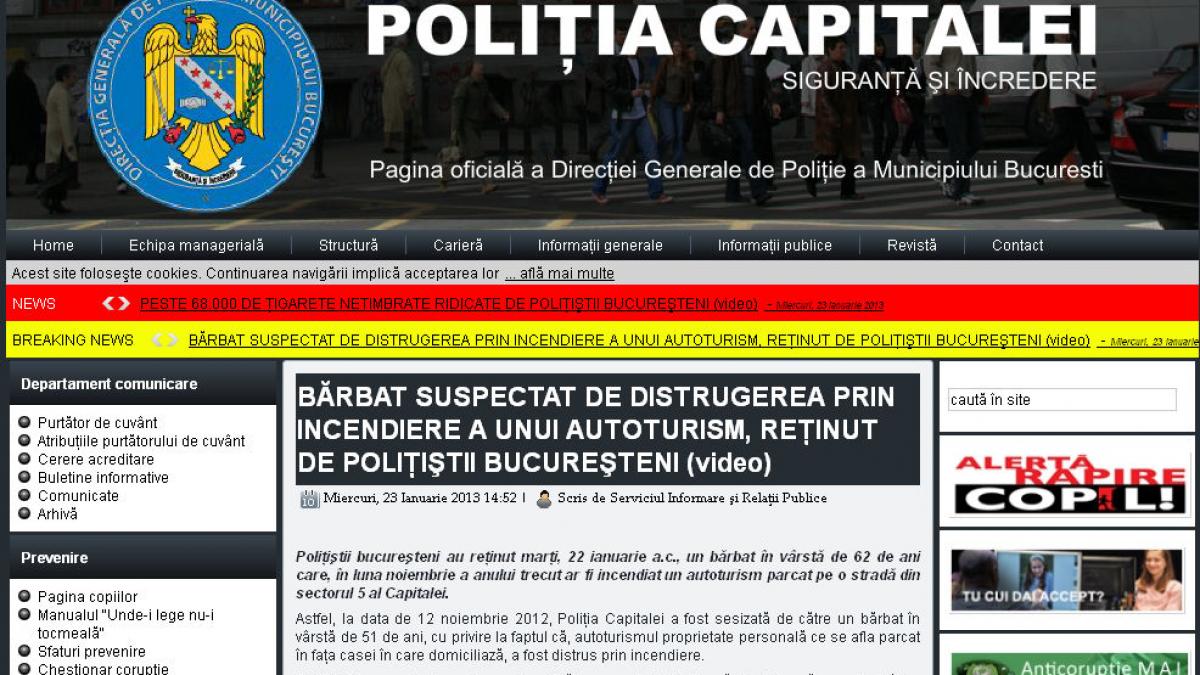 Poliţia Capitalei trece pe &quot;Breaking news&quot; şi &quot;News alert&quot;