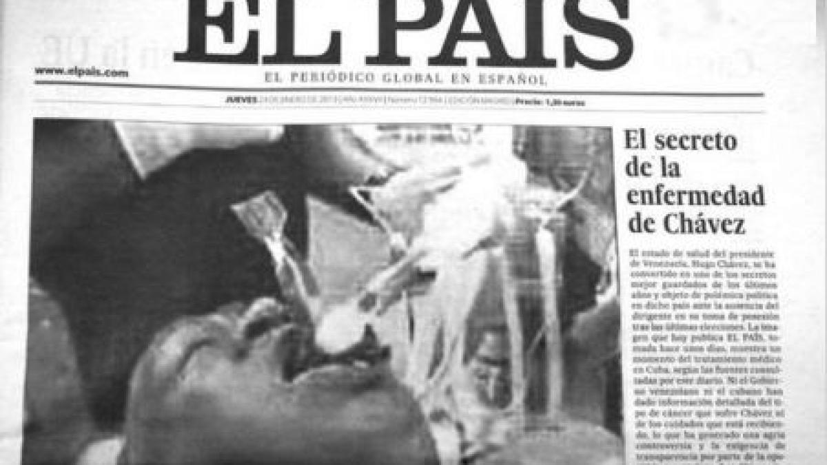 Gafă comisă de ziarul El Pais: Fotografie falsă cu Hugo Chavez intubat. Venezuela ameninţă cu proces