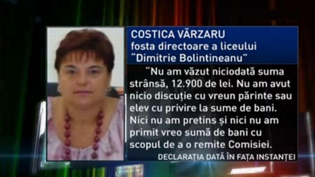 Fosta directoare de la liceul Bolintineanu recunoaşte că a auzit de bani şi a vorbit cu membrii comisiei să fie indulgenţi