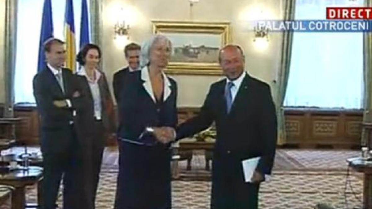 Şefa FMI, Christine Lagarde, primită de Traian Băsescu la Palatul Cotroceni