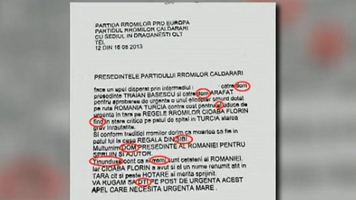 Romii, certaţi cu limba română. Vezi cum arată cererea trimisă lui Băsescu