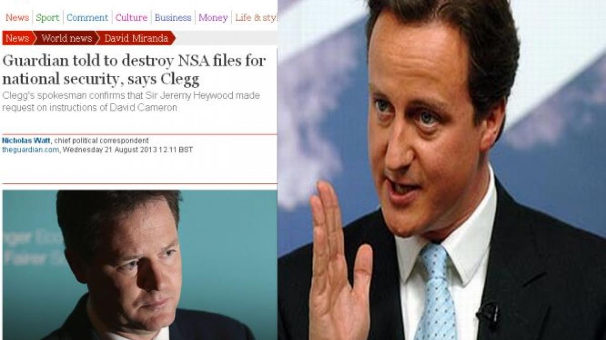 Presa britanică: David Cameron, la originea presiunilor asupra ziarului The Guardian în cazul Snowden