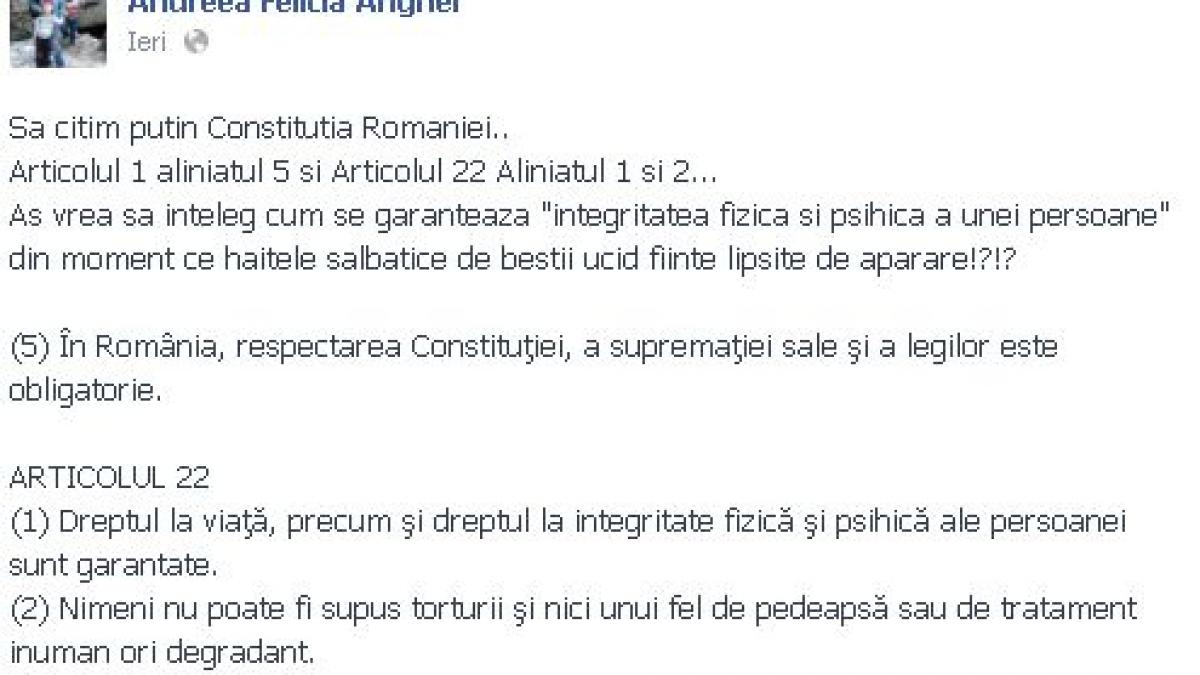 Reacţia mamei îndurerate: Cum se garantează &quot;integritatea fizică şi psihică a unei persoane&quot; din moment ce haitele sălbatice de bestii ucid fiinţe lipsite de apărare!?