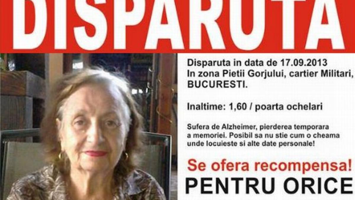 Apel pentru găsirea unei persoane care a dispărut în Bucureşti. Cei care au văzut-o pe bătrână sunt rugaţi să sune la 112