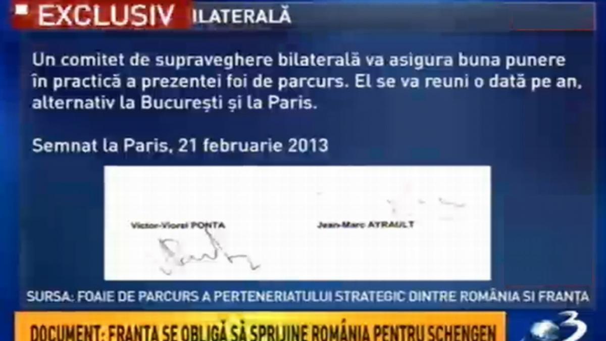 Document: Franţa se obligă să sprijine România pentru Schengen