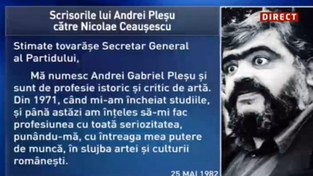 Sinteza zilei: Scrisorile lui Andrei Pleşu către Nicolae Ceauşescu