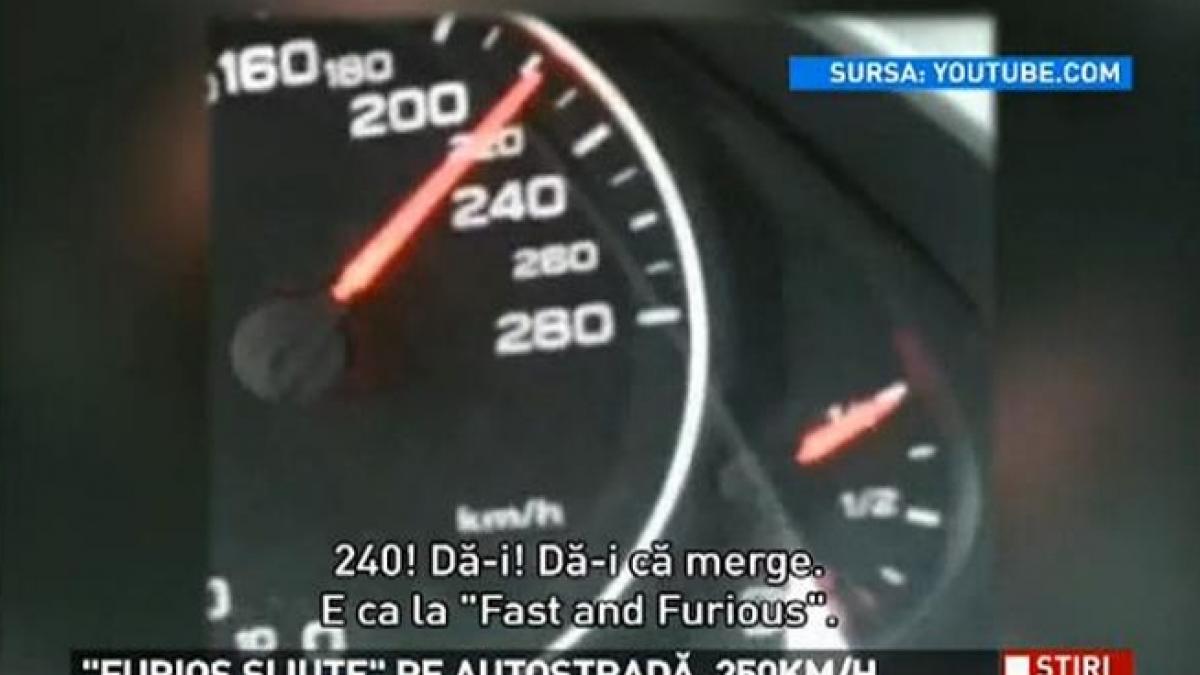 &quot;Furios şi iute&quot;. Un tânăr s-a filmat când mergea cu 250 km/h pe autostradă