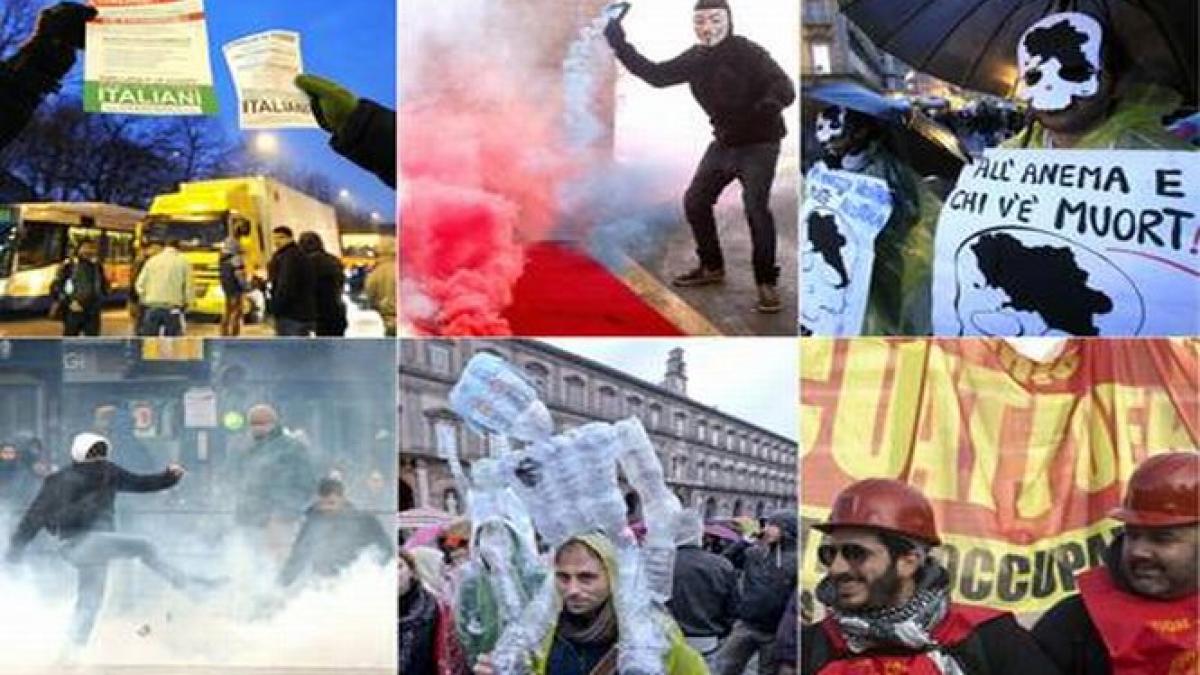 Toată Italia este un VULCAN de tensiuni sociale. Protestele violente de amploare au cuprins marile oraşe