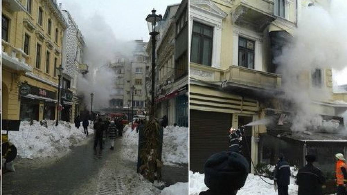 Incendiu în Centrul Vechi al Capitalei, la un restaurant. Pompierii au intervenit cu cinci autospeciale