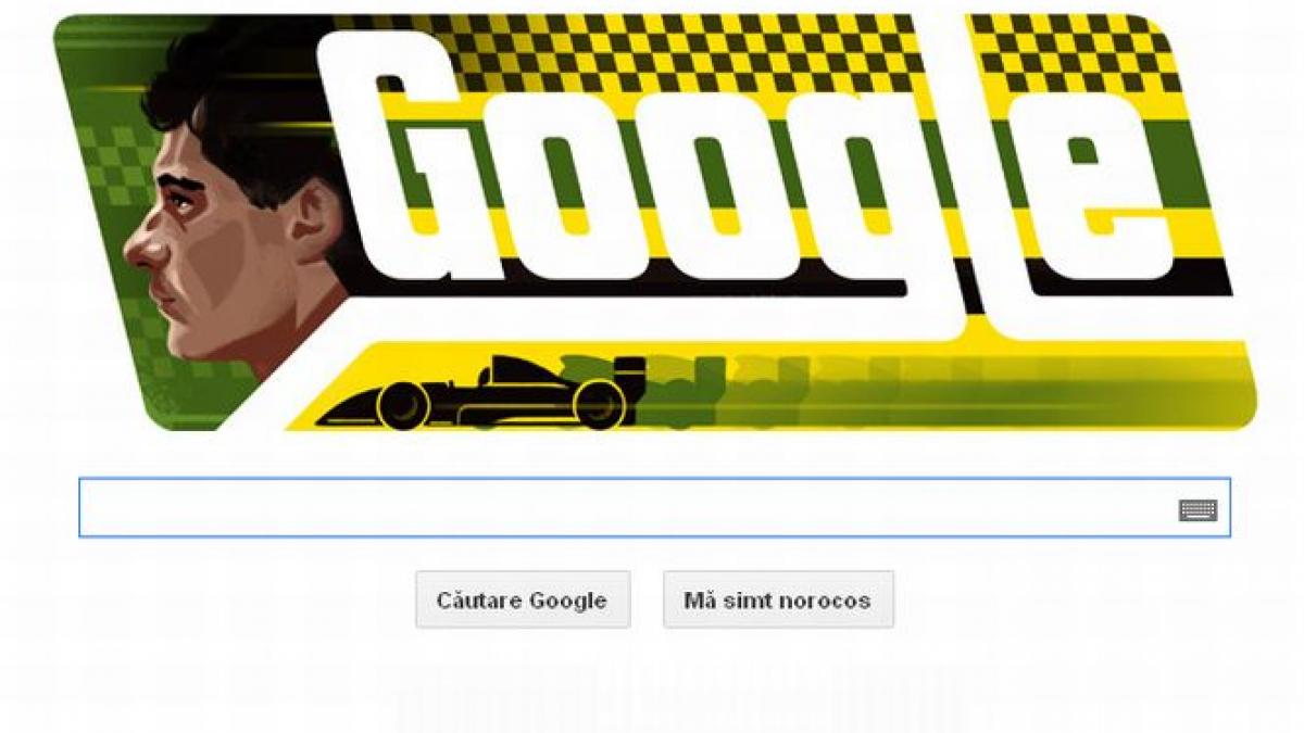 Campionul mondial de Formula 1 Ayrton Senna, omagiat de Google printr-un logo special