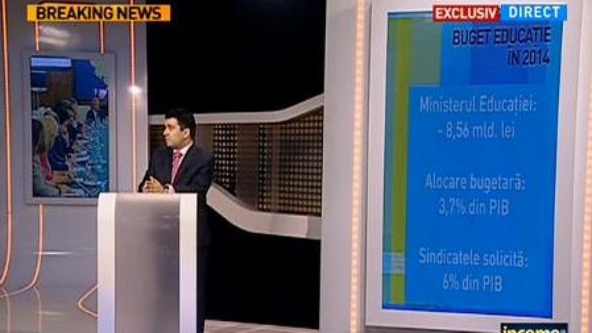 INCOME. Liviu Voinea: Suma alocată pentru educaţie este la nivelul UE