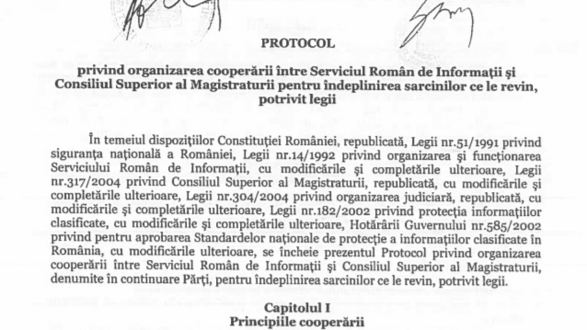 Fost preşedinte al CSM, despre protocolul secret cu SRI: Consiliul nu a transmis niciodată informaţii către Serviciul Român de Informaţii