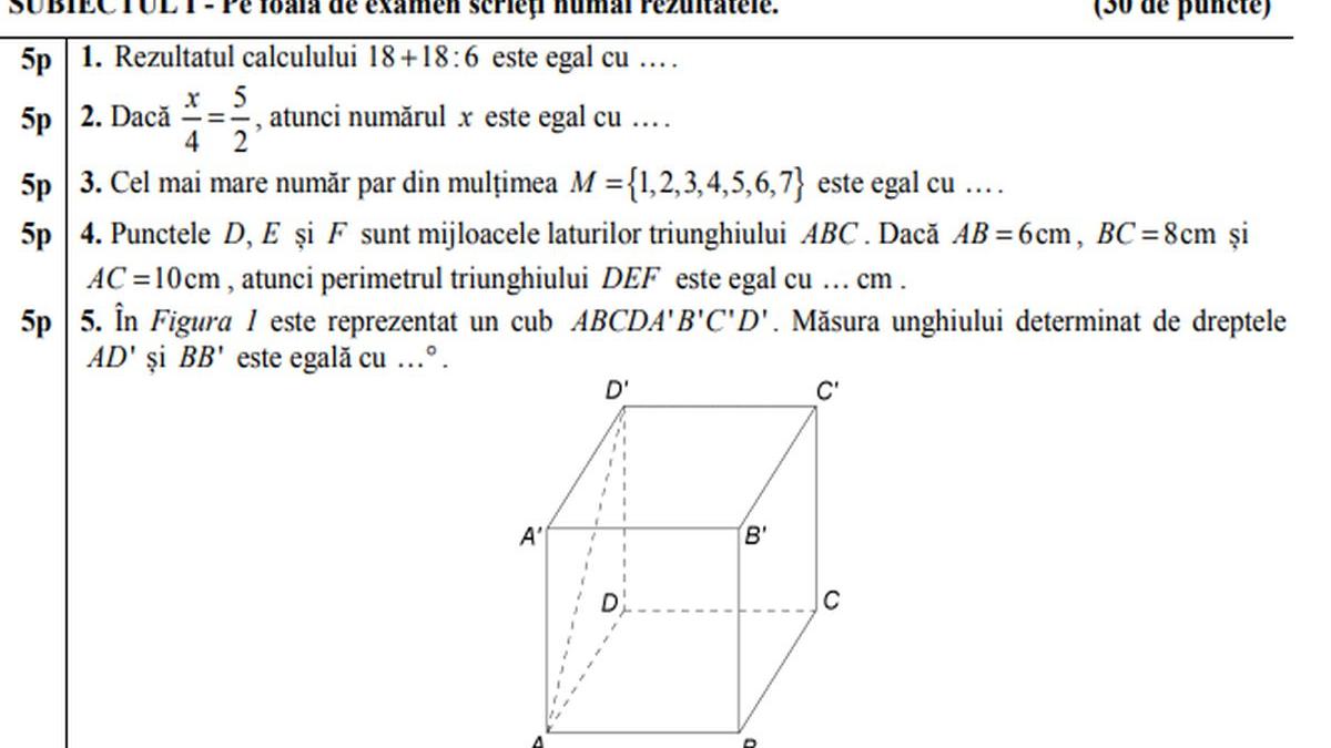 Subiecte MatematicÄƒ Evaluare NaÈ›ionalÄƒ Ce Subiecte Au Picat La MatematicÄƒ