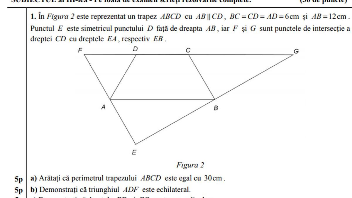 SUBIECTE MATEMATICĂ la EVALUAREA NAȚIONALĂ. Rezolvarea subiectelor la matematică