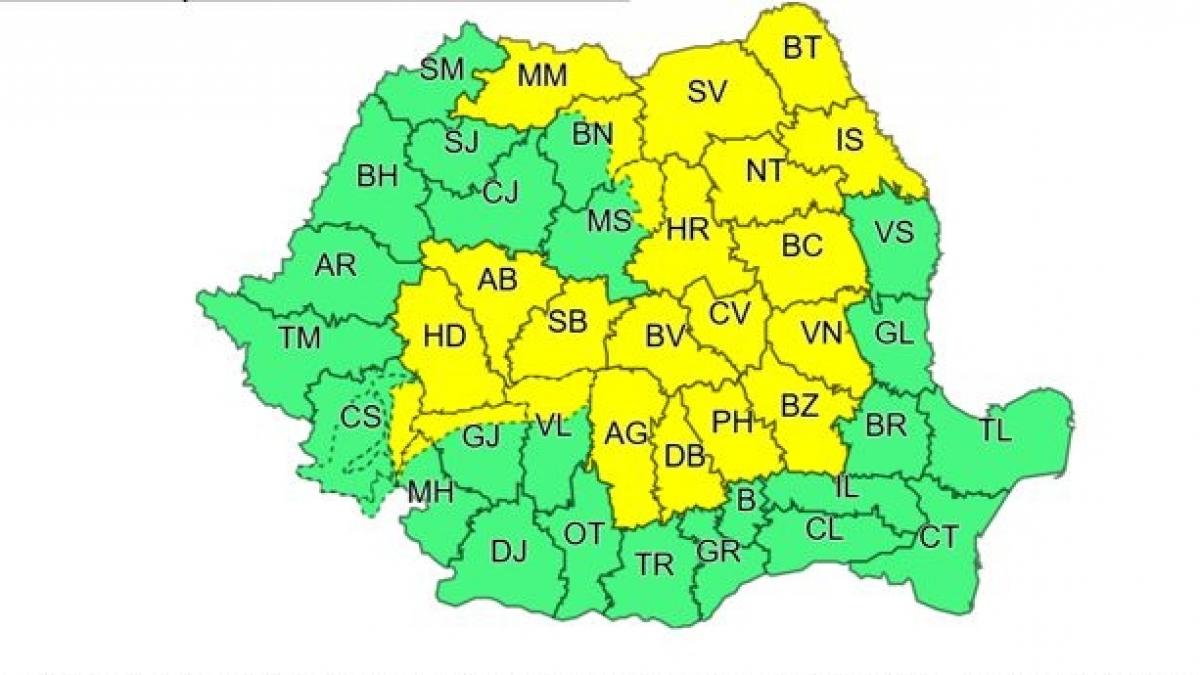 Meteorologii avertizează! Cod galben de ploi torențiale și descărcări electrice în jumătate de țară, până luni