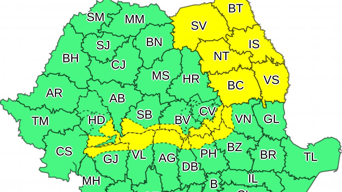 Cod galben de ninsori puternice în mai multe județe ale țării. Vremea se schimbă radical