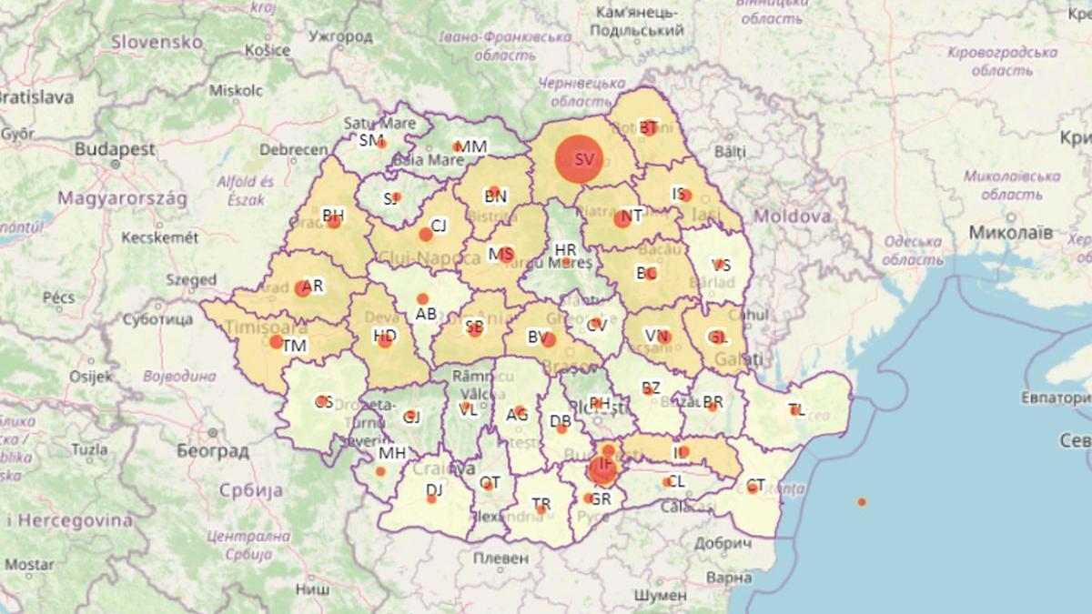 Cazuri de coronavirus pe județe. Harta celor mai afectate zone din România