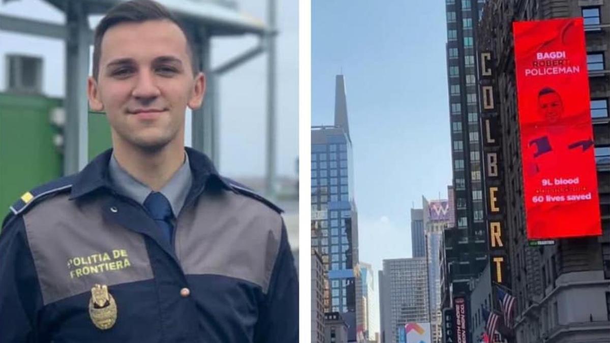 Polițist român, erou în Times Square din New York: ''O dată la trei luni fac donare totală. Trombocitele sunt importante pentru cei de la Oncologie!''