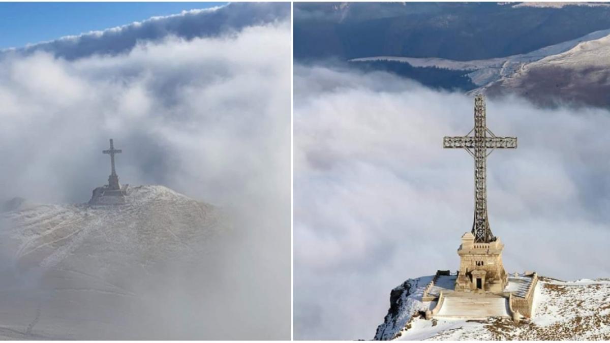 Ceremonie impresionantă la peste 2.000 de metri! Armata a refăcut Crucea de pe Caraiman