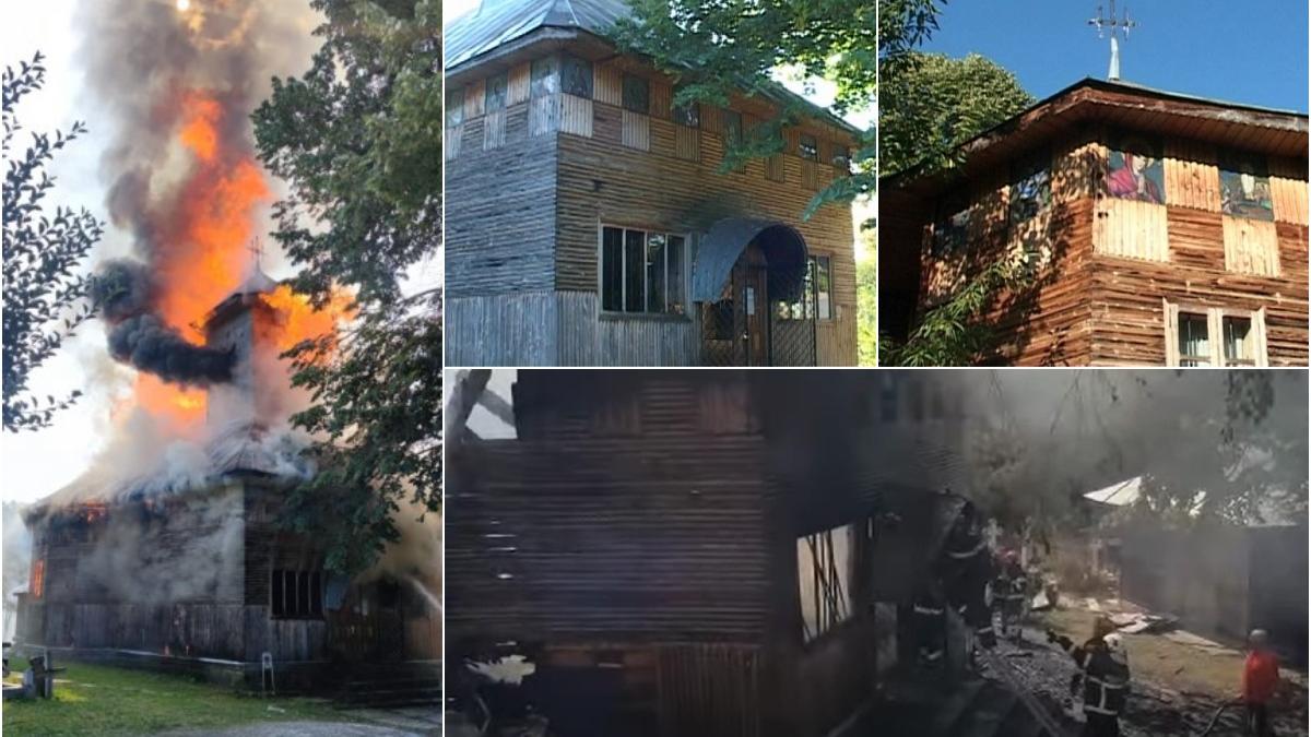 O biserică veche de peste 180 de ani a fost mistuită într-un incendiu în Chiojdeni, Vrancea