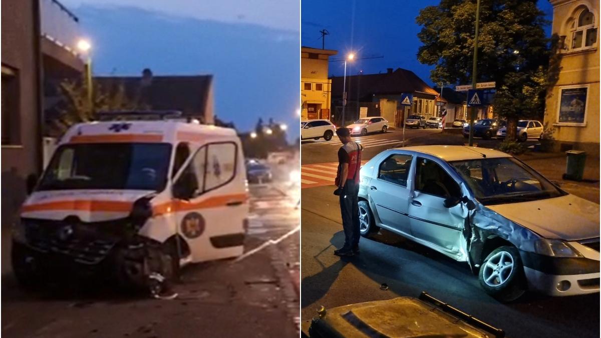 5 persoane rănite după ce o ambulanţă şi un autoturism s-au lovit violent pe o stradă din Braşov