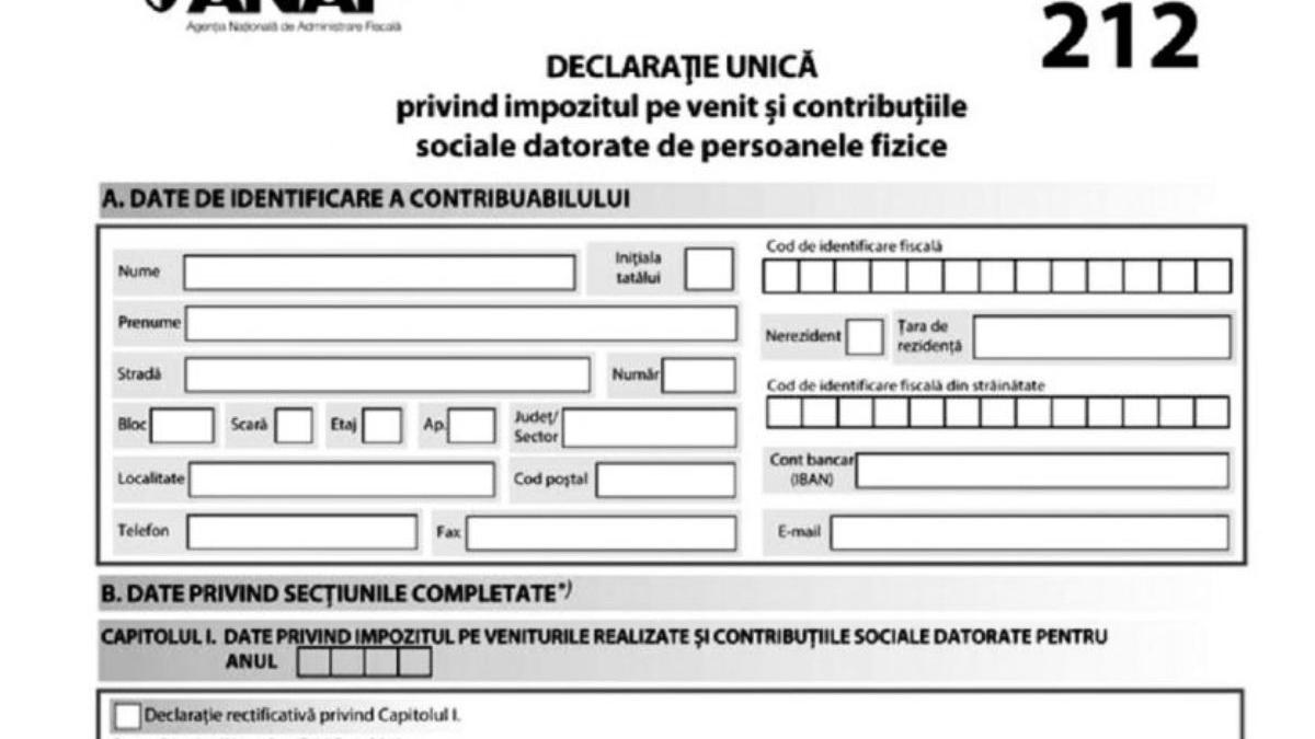 declaratia unica 2022 anaf formular