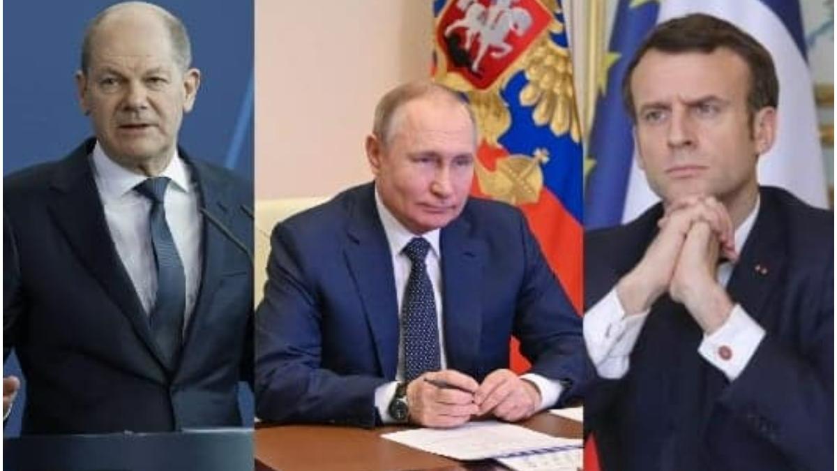 Olaf Scholz Emmanuel Macron Vladimir Putin