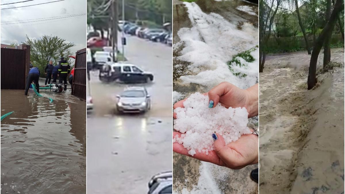 Fenomene meteo extreme în întreaga ţară: Ploi torenţiale, grindină, ninsoare şi frig | Care sunt zonele cele mai afectate