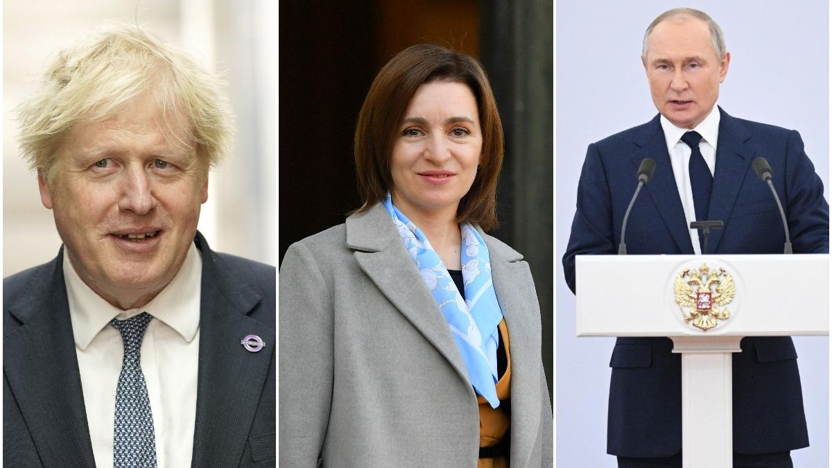 Boris Johnson, Maia Sandu, Vladimir Putin