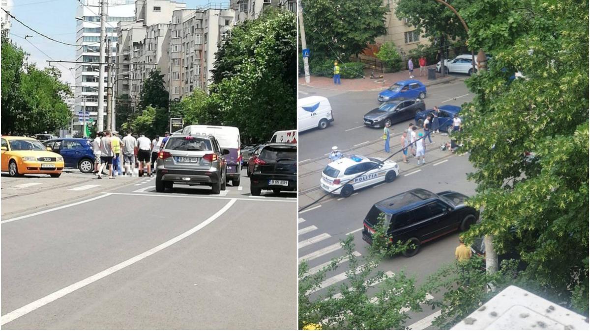 Polițist pe motocicletă, rănit după un accident în Bucureşti