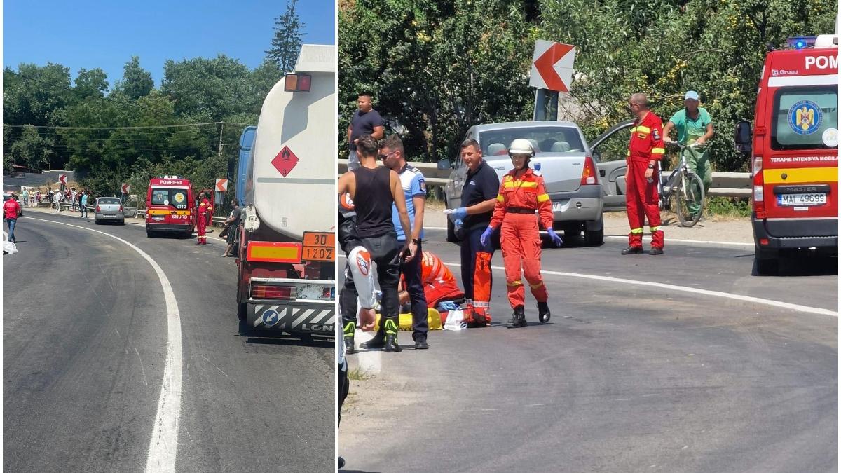 Accident grav la Feldioara, Braşov. Un motociclist a murit, după ce s-a izbit violent de un autoturism