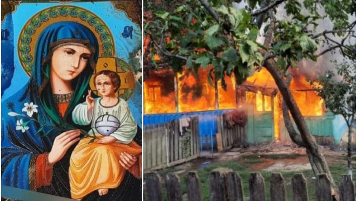 "Să o privim ca un semn" | Icoană a Sfintei Maria, găsită intactă după un incendiu care a distrus complet o casă din Botoşani