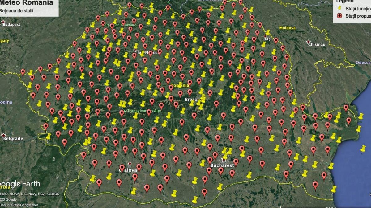 harta statii meteorologice  romania