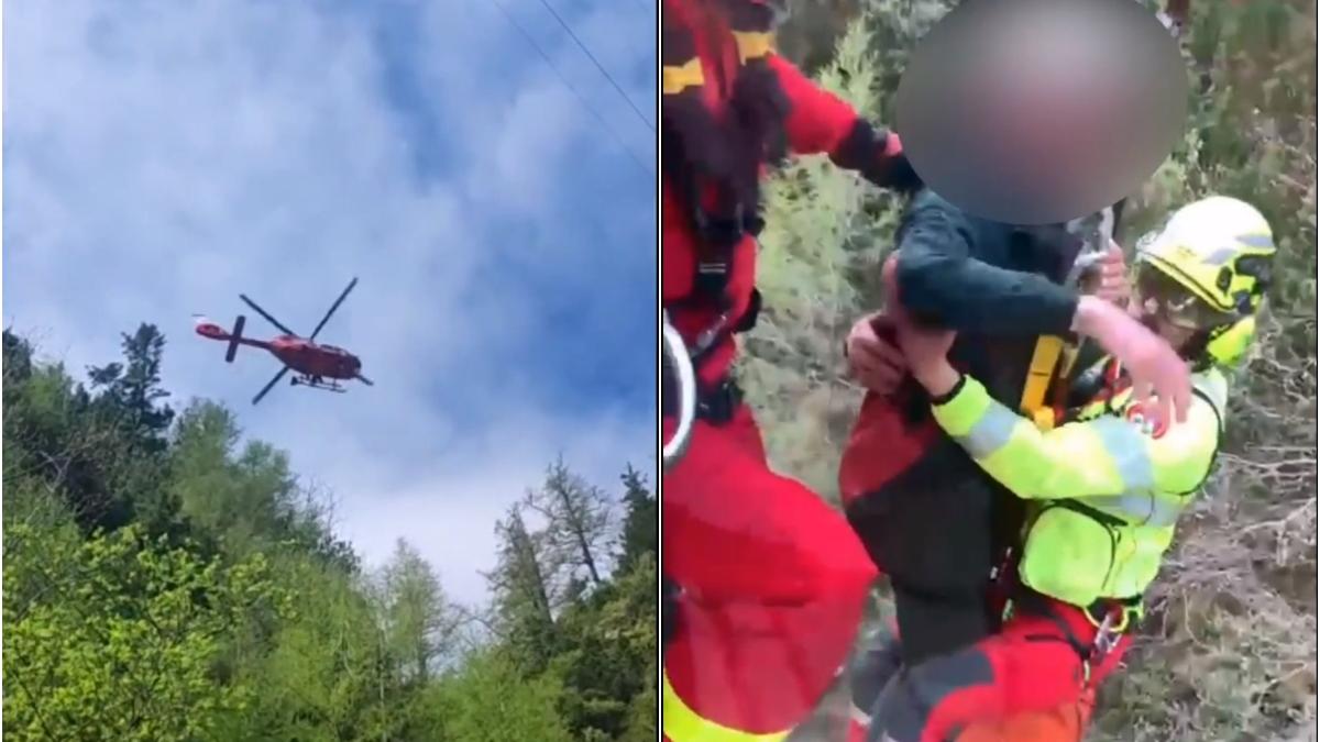 interventie dificila turist ramas blocat valea caraimanului bucegi recuperat elicopter troliu