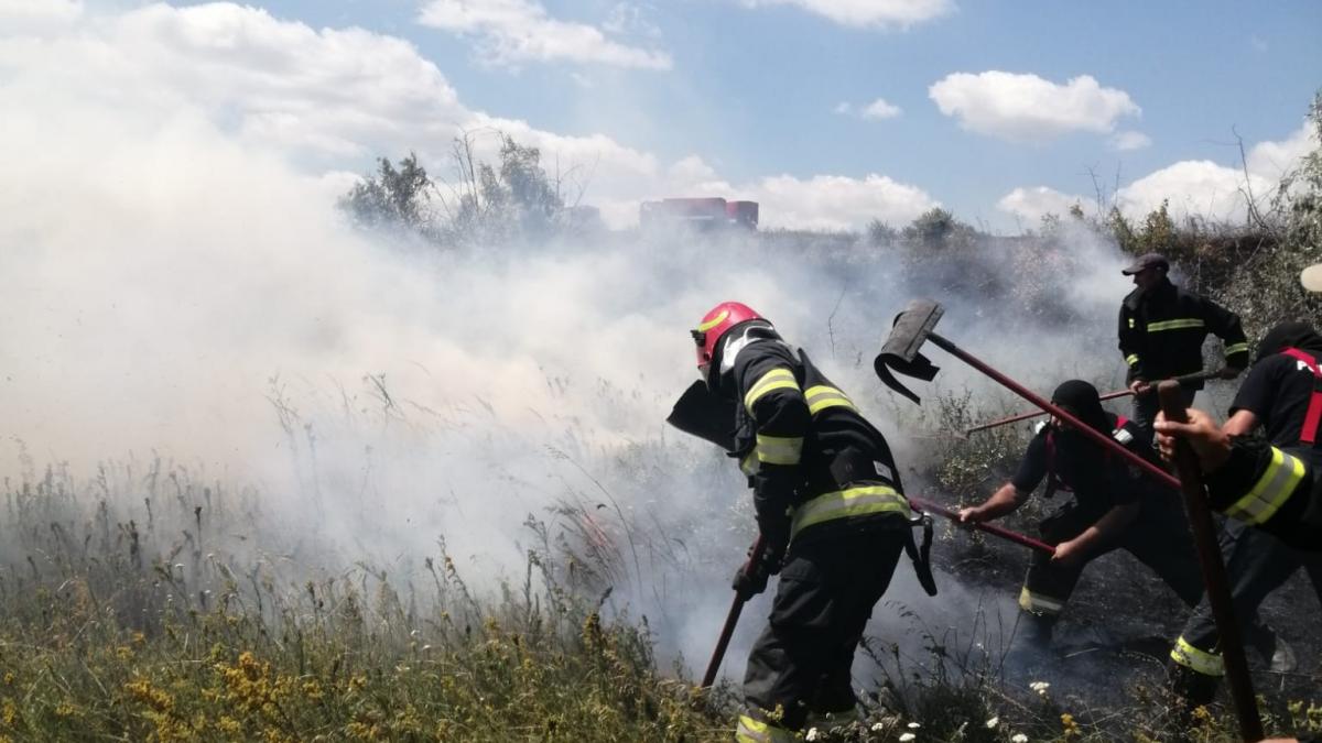 Zeci de hectare ard în Botoşani. Incendiul a pornit de la o scânteie mecanică