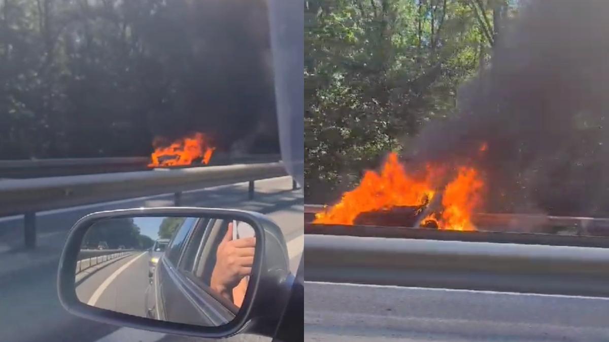 masina luat foc autostrada bucuresti pitesti