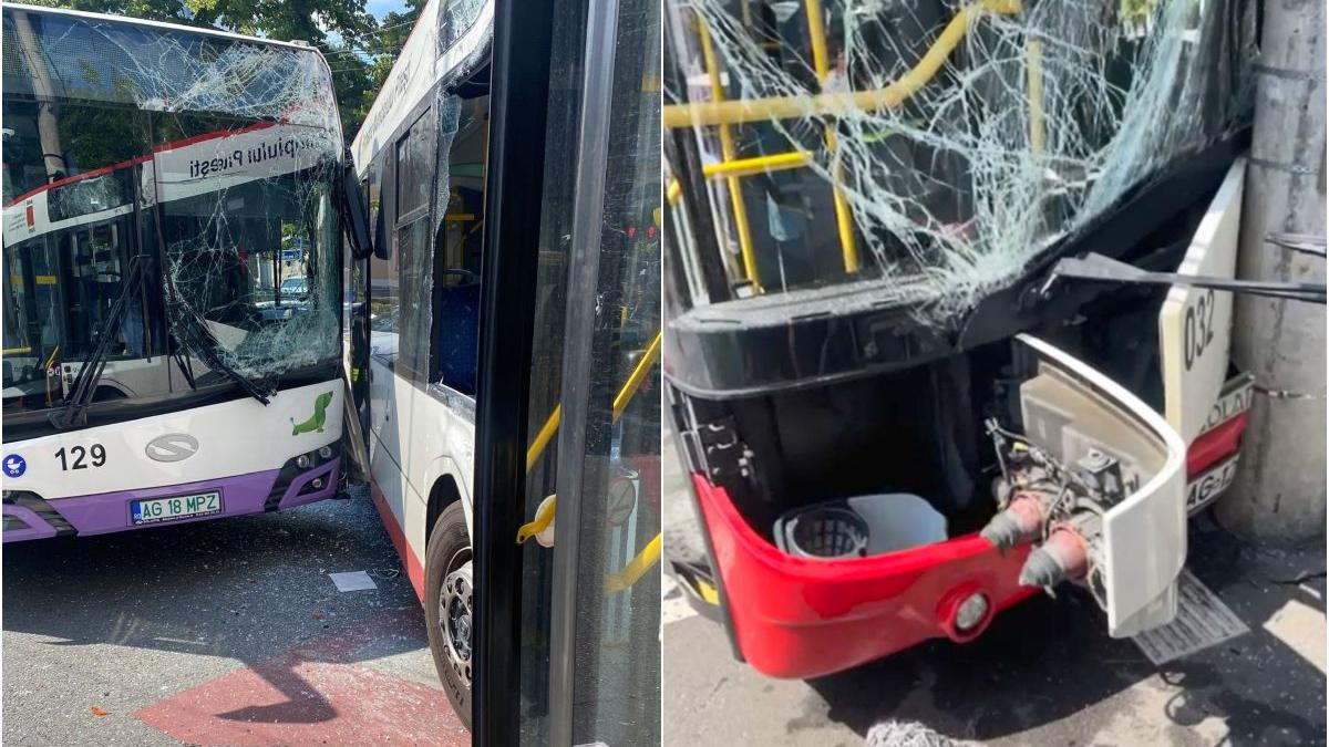 doua autobuze s-au ciocnit dup? ce unuia i-ar fi cedat franele pitesti