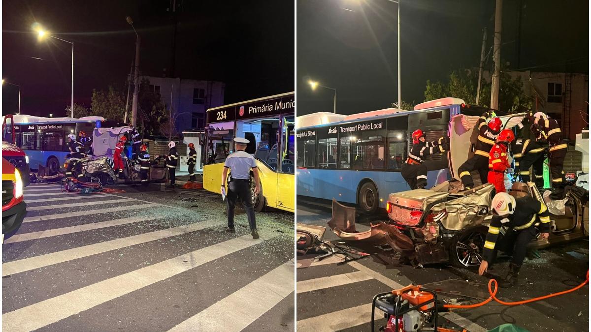 accident auto autobuz masina sibiu