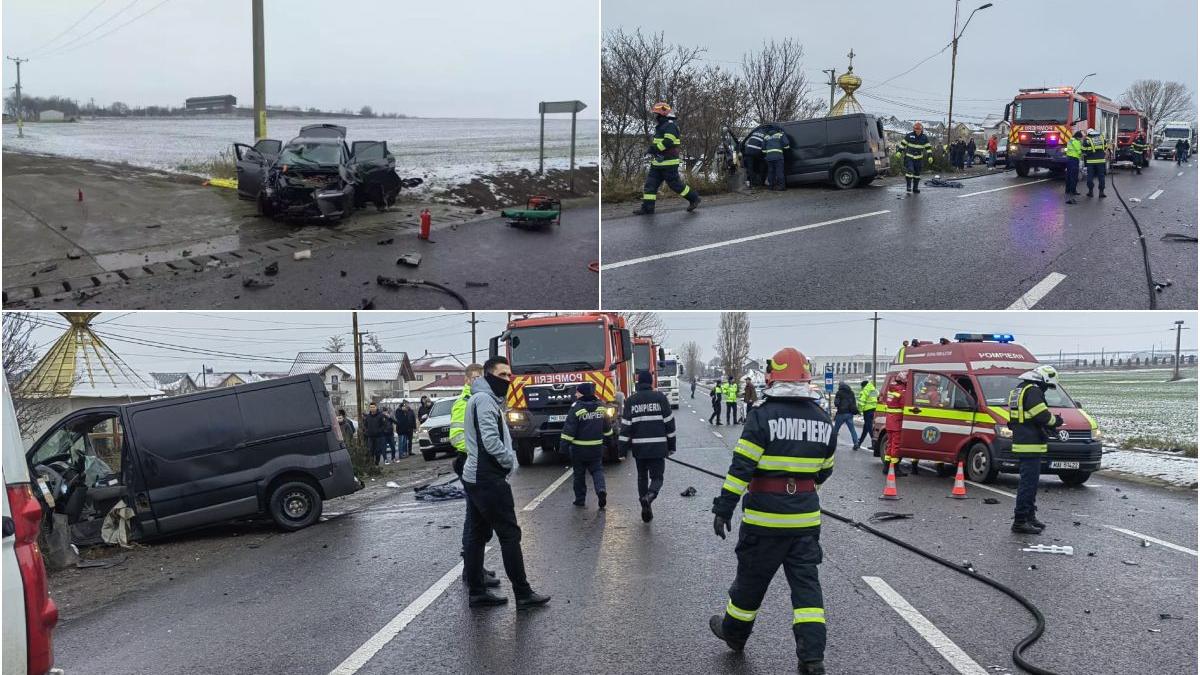 Accident grav în Războieni, Iași! O persoană a murit, iar alte patru sunt rănite, după ce un microbuz și o mașină s-au ciocnit