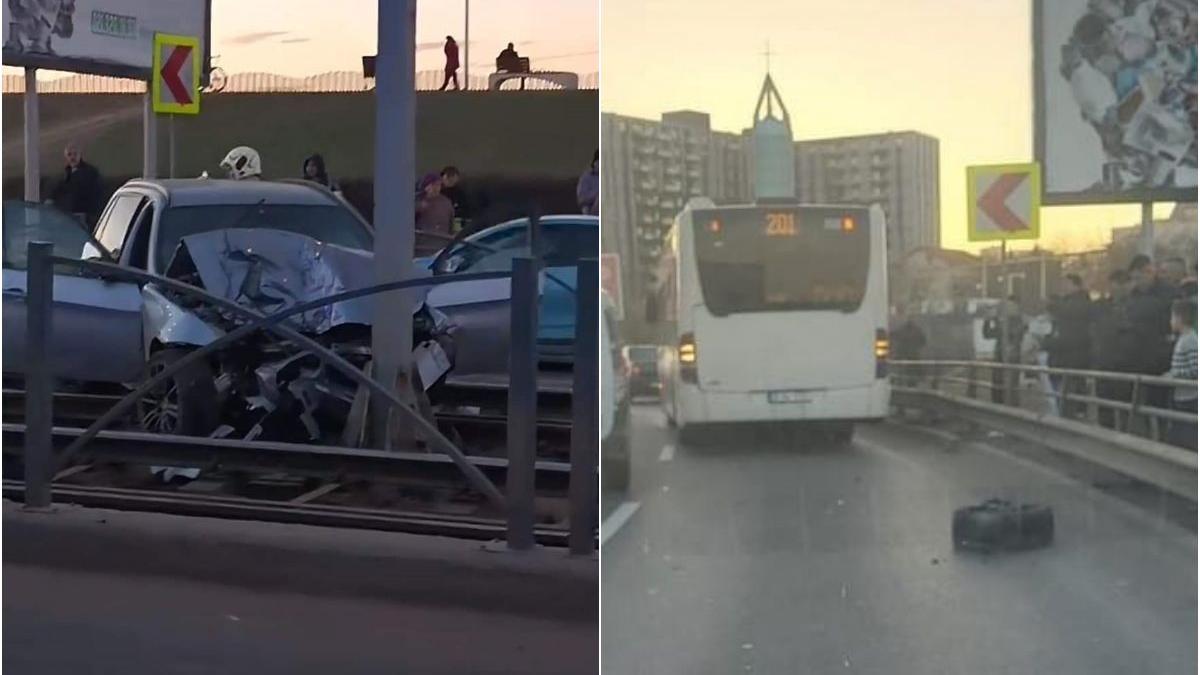 Circulația tramvaielor pe linia 41, reluată după mai bine de trei ore | Haos în traficul din Bucureşti, după un accident cu trei maşini la Podul Ciurel