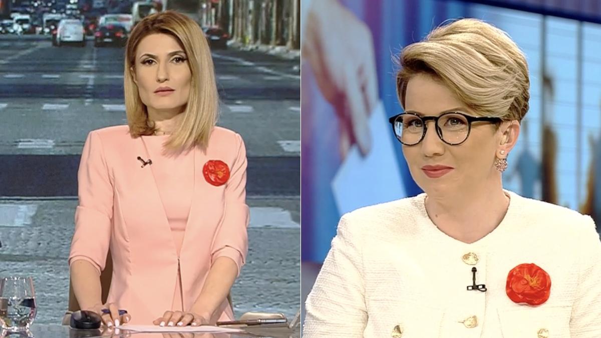 prezentatori antena 3 CNN bujor rosu piept